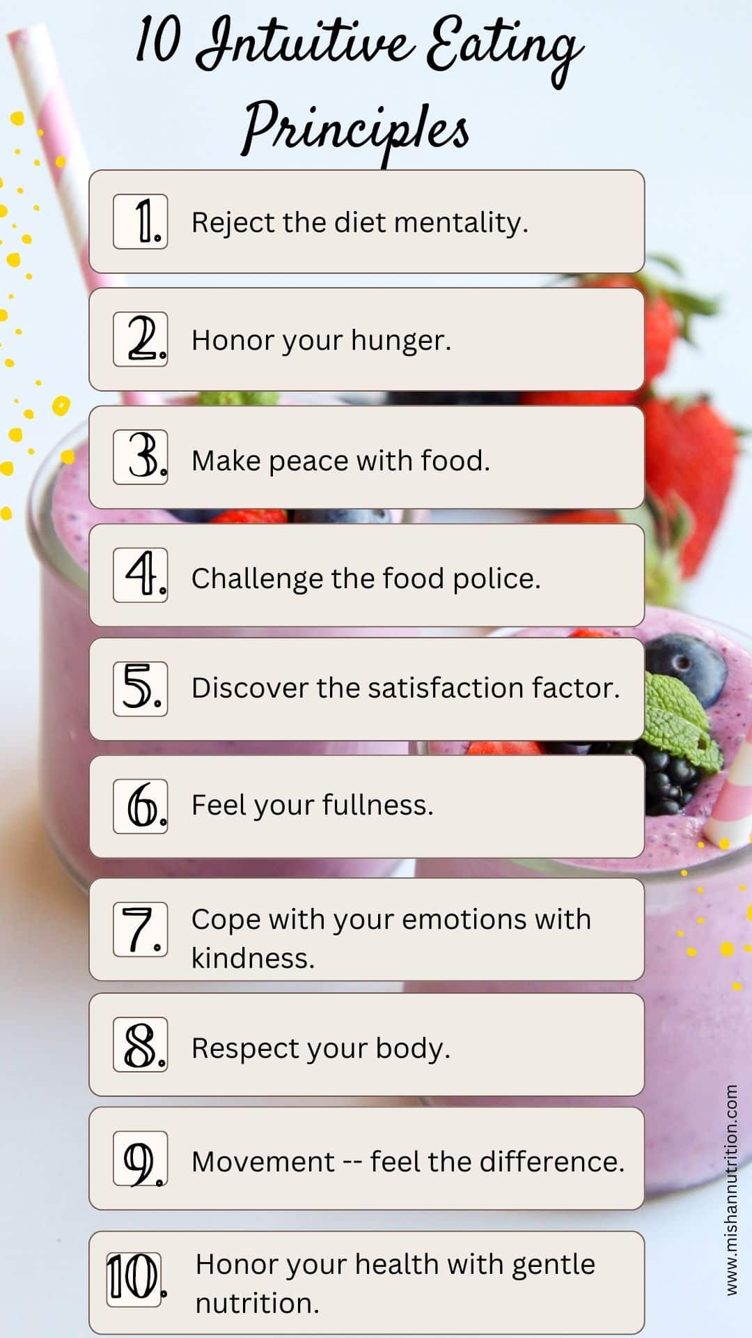 infographic of 10 intuitive eating principles